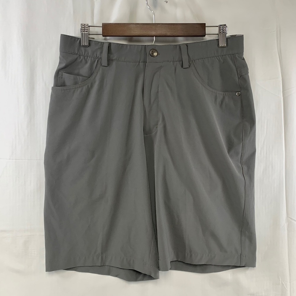 Black Clover Golf Shorts Mens 32 Grey Performance Stretch 5-Pocket Flat Front